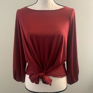 Express Red Tie Front Relaxed Blouse. NWOT.